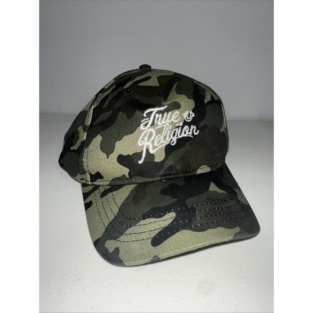 True Religion Snap Back Hat Camouflage 100% Cotton